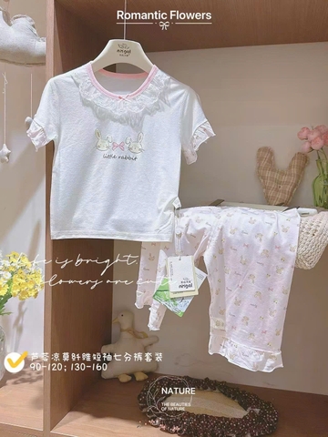 Bộ Tencel T lửng hồng thỏ Little