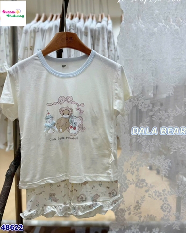 Bộ Tencel T gấu nơ hồng