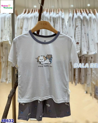 Bộ Tencel xám chó trắng