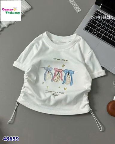 Áo thun trắng thêu nơ 3 màu