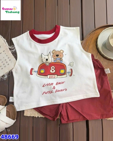 Set bộ áo trắng oto đỏ 8