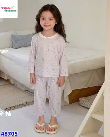Bộ Tencel dài tím kitty nhí