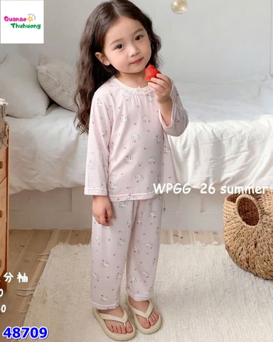 Bộ Tencel dài hồng Kitty trái táo