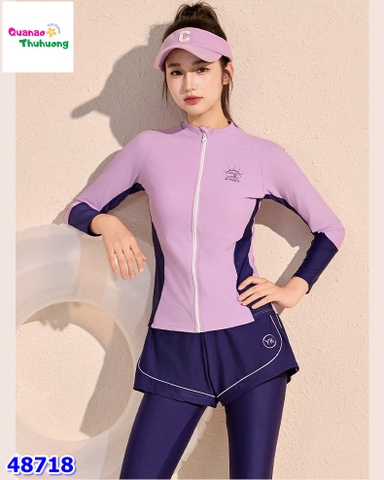 Đồ bơi Yuke tím viền xanh