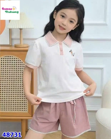 Set áo hồng thêu ngựa, quần short hồng