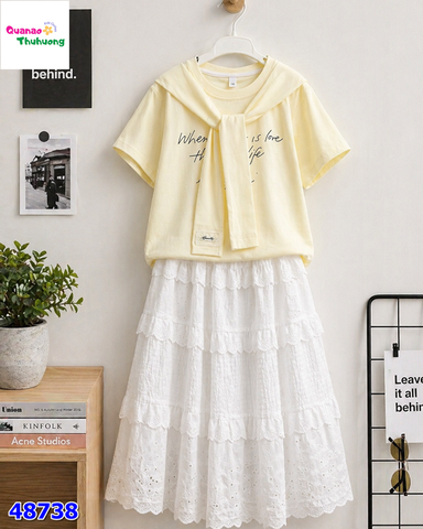 Set áo vàng Glandi, chân váy trắng