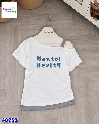 Áo thun lệch vai trắng Mantal