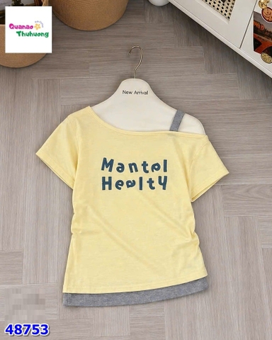 Áo thun lệch vai vàng kem Mantal