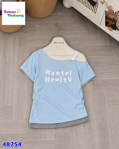 Áo thun lệch vai xanh Mantal