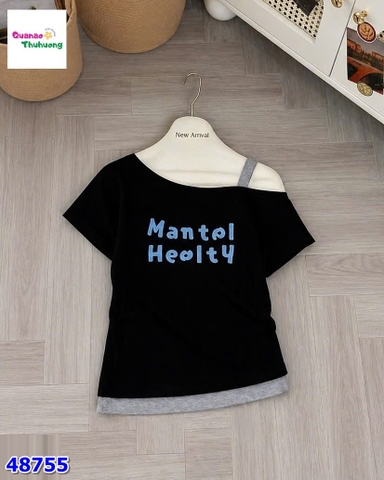 Áo thun lệch vai đen Mantal