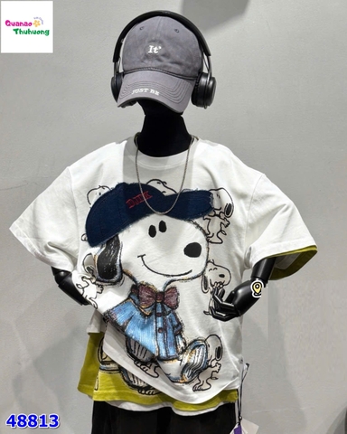 Áo thun trắng Snoopy nón DJDK