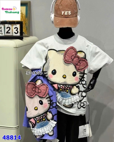 Áo thun trắng Kitty váy ren
