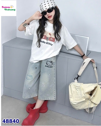 Quần jean lửng xanh Kitty