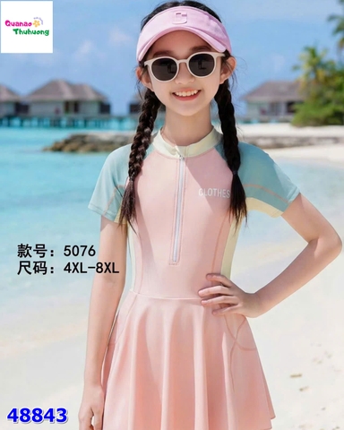 Váy bơi hồng tay xanh Clothes