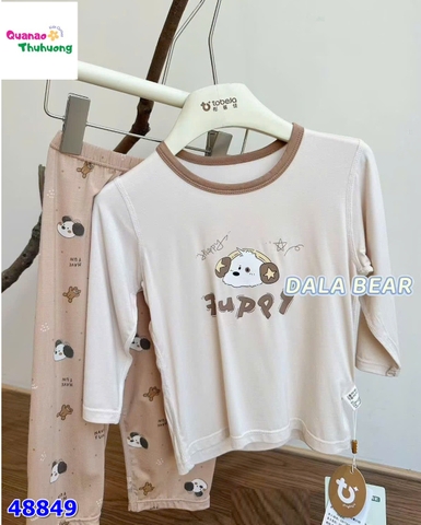 Bộ Tencel T dài kem Puppy