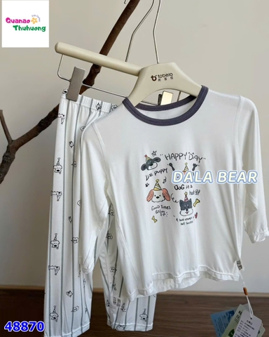 Bộ Tencel T dài trắng cún Happy Day