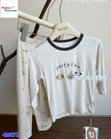Bộ Tencel T dài trắng gấu Patty Time