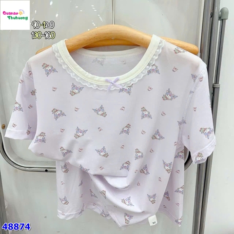 Bộ Tencel W tím Kuromi nơ hồng