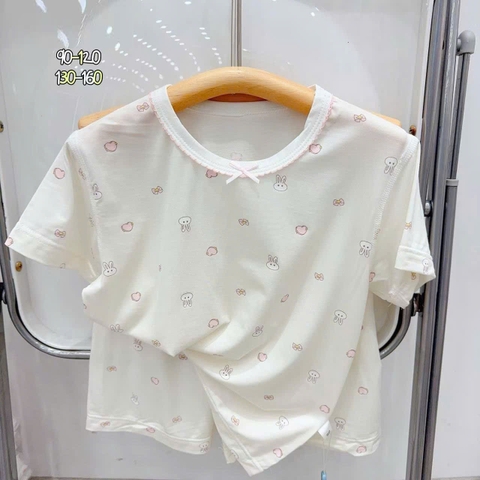 Bộ Tencel W kem thỏ trái tim hồng