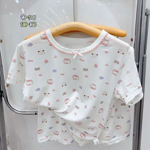 Bộ Tencel W trắng Kitty cá