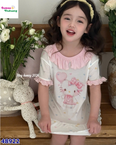 Đầm ngủ Honey trắng Kitty bóng bay