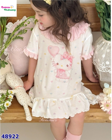 Đầm ngủ Honey trắng Kitty bóng bay