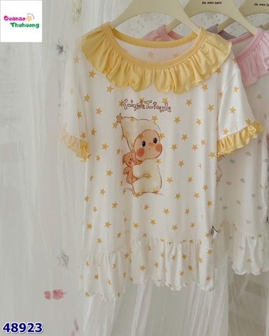 Đầm ngủ Honey trắng em bé ôm gấu