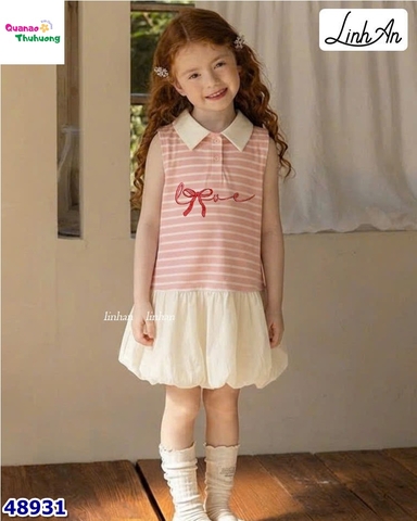 Đầm bí Linh An sọc hồng Kitty