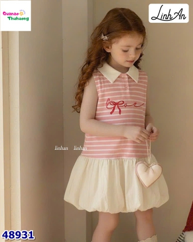 Đầm bí Linh An sọc hồng Kitty