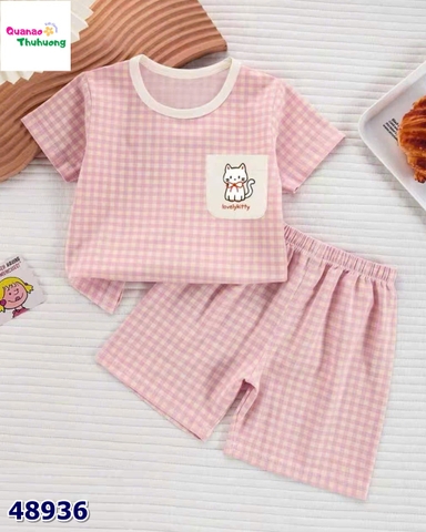 Bộ Q caro hồng Lovely Kitty