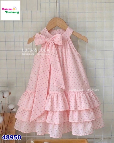 Đầm nơ Luca hồng chấm bi