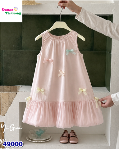 Đầm hồng đính nơ nhiều màu