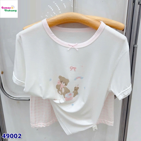 Bộ Tencel trắng gấu và bánh