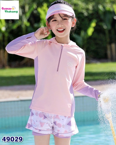 Bộ bơi hồng tím kèm nón