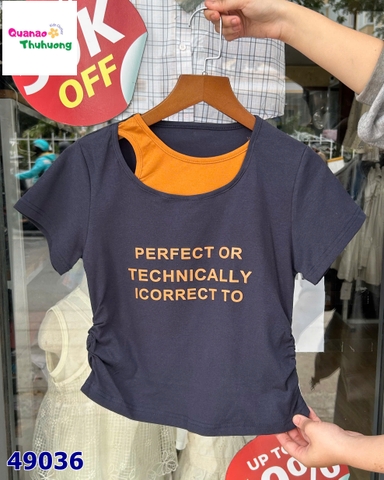 Áo thun xanh đen cổ nâu Perfect