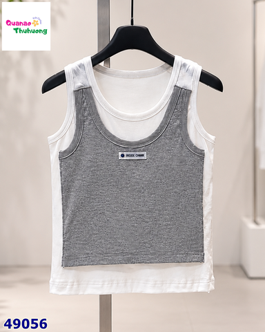 Áo M+ 2 lớp sát nách trắng xám