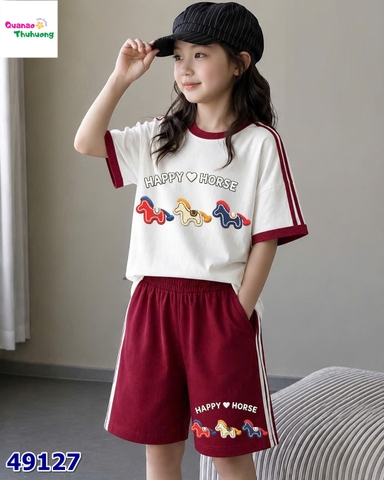 Bộ Tada kem ngựa, quần đỏ