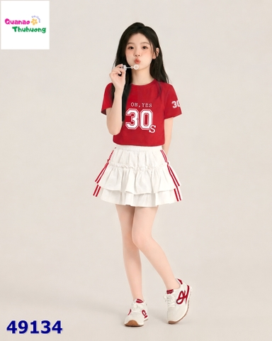 Set váy Nexxi trắng, áo đỏ 30s