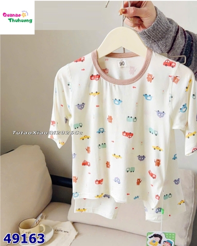Bộ Tencel lửng kem in xe và gấu