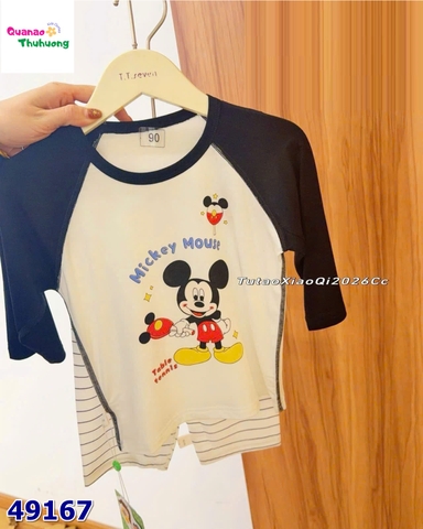 Bộ Tencel lửng trắng mickey