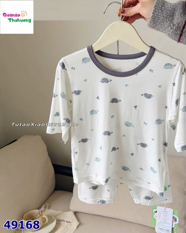 Bộ Tencel lửng trắng khủng long nhí
