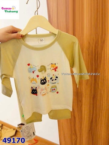 Bộ Tencel lửng trắng in nhân vật hoạt hình