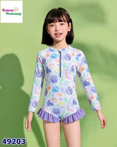 Bộ bơi liền Yuke hoa tulip tím