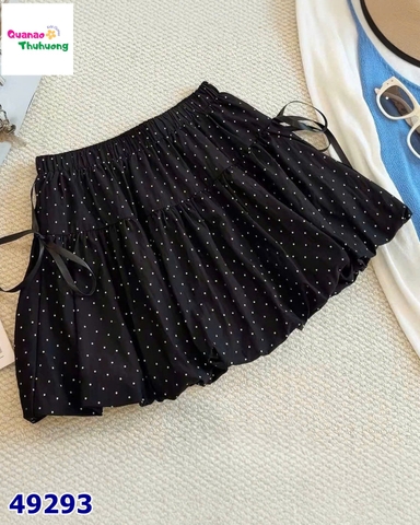 Chân váy bí đen chấm bi đính nơ 2 bên