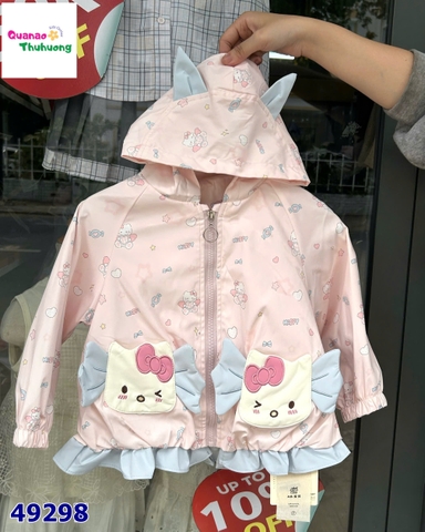 Áo khoác hồng Kitty viền xanh dương