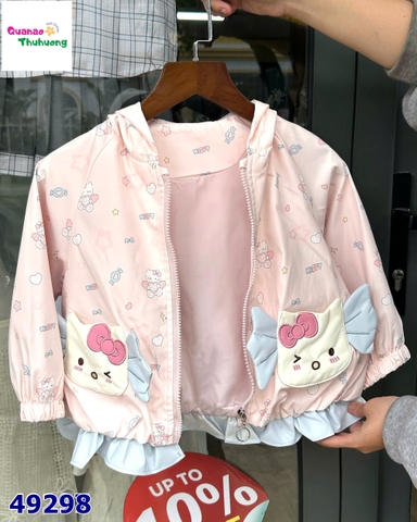 Áo khoác hồng Kitty viền xanh dương
