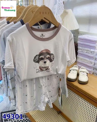 Bộ Tencel T trắng cún deletive