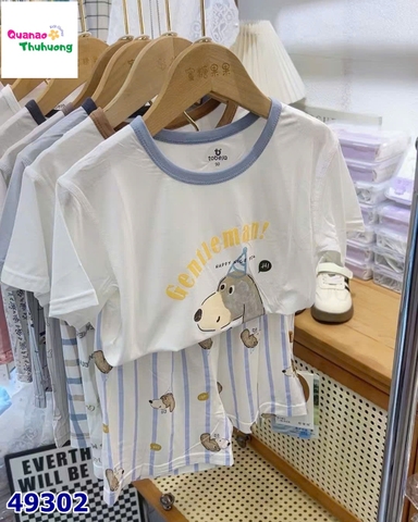 Bộ Tencel T trắng cún Gentlemen