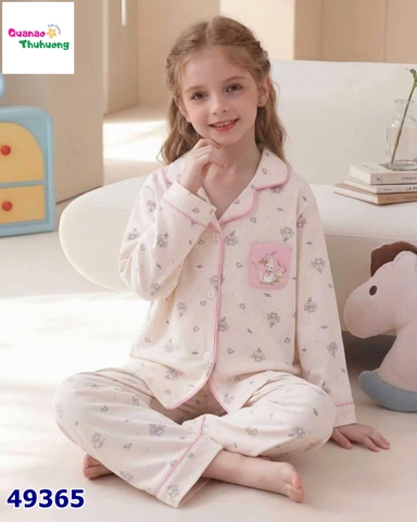 Pyjama Qke dài kem túi thỏ hồng