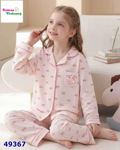 Pyjama Qke dài hồng nơ nhí